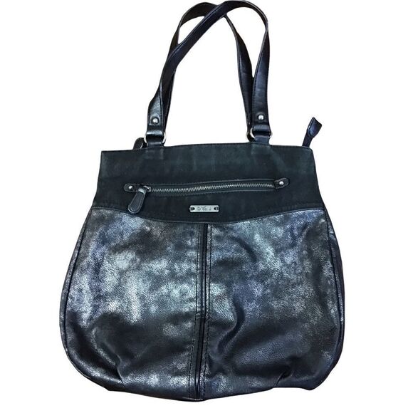 David Jones of Paris Black Metallic & suede Trim Shoulder Bag - Picture 1 of 11